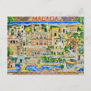 Cartão postal antigo de Málaga Espanha