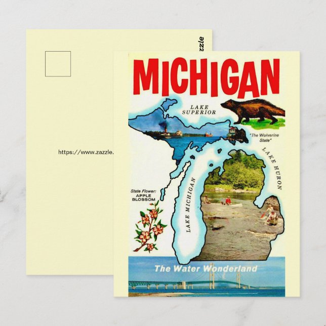 Cartão Postal Antigo de Michigan State (Frente/Verso)