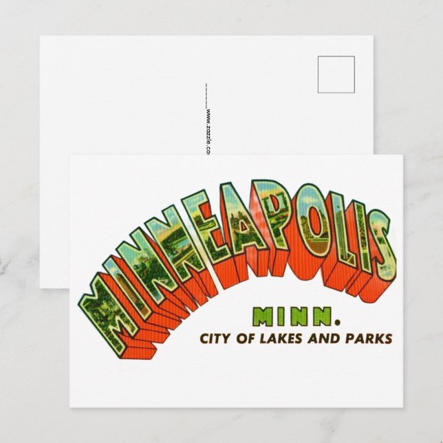 Cartão postal antigo de Minneapolis (Frente/Verso)
