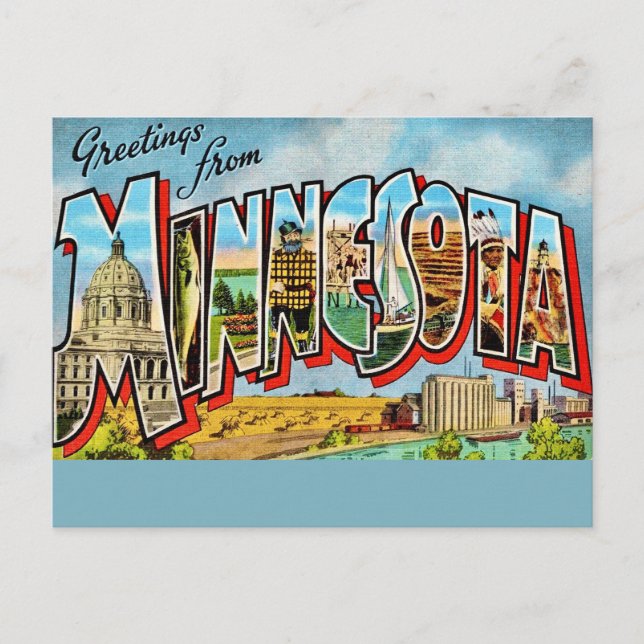 Cartão Postal Antigo de Minnesota (Frente)