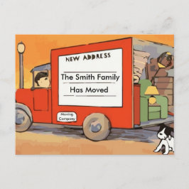 Cartão postal antigo de mudança de endereço com mu