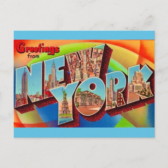 Cartão postal antigo de Nova York (Frente)