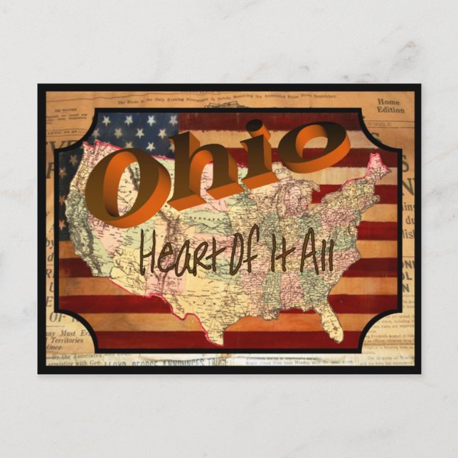 Cartão postal antigo de Ohio Vintage (Frente)