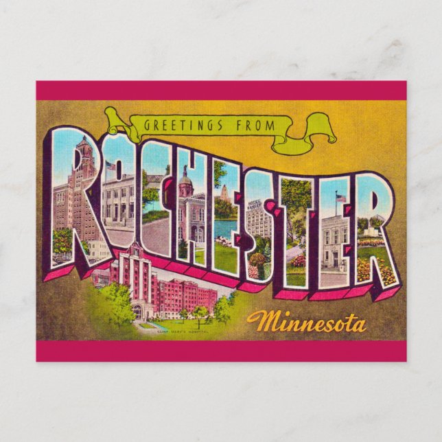 Cartão Postal Antigo de Rochester Minn (Frente)