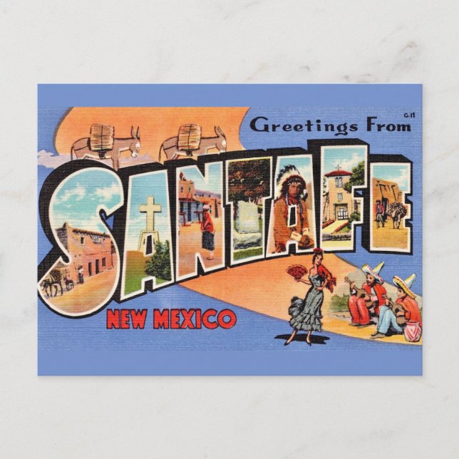 Cartão postal antigo de Santa Fe (Frente)