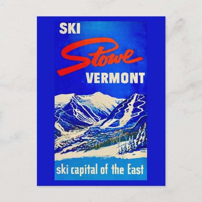 Cartão postal antigo de Ski Stowe Vermont (Frente)