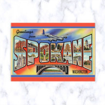 Cartão Postal Antigo de Spokane Washington com Let