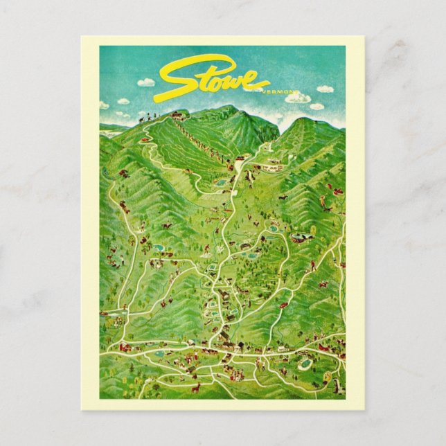 Cartão postal antigo de Stowe Vermont (Frente)