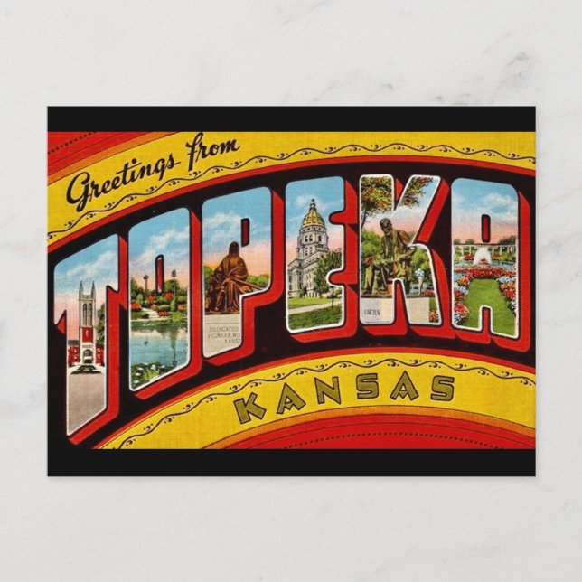 Cartão postal antigo de Topeka Kansas (Frente)