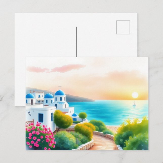 Cartão postal antigo de viagem da Grécia (Frente/Verso)