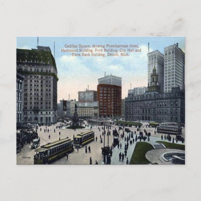 Cartão Postal Antigo - Detroit, Michigan (Frente)