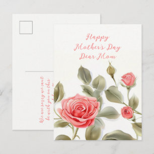 Cartão Postal Antigo do Dia das Mães com Rosas Cor