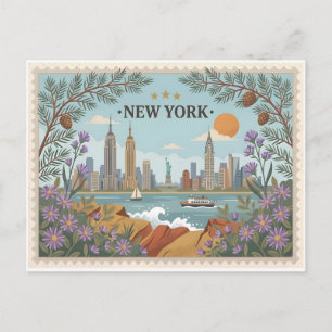 Cartão postal antigo do horizonte de Nova York