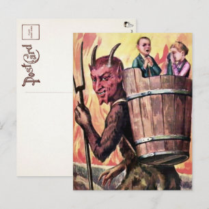 Cartão postal antigo do Krampus sorridente