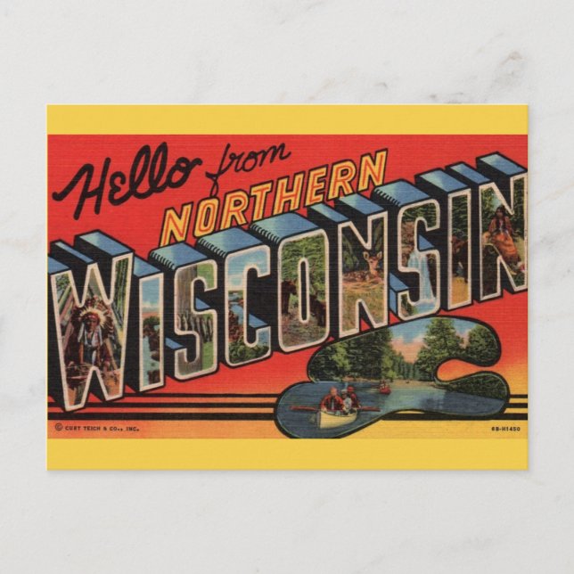 Cartão Postal Antigo do Norte de Wisconsin (Frente)
