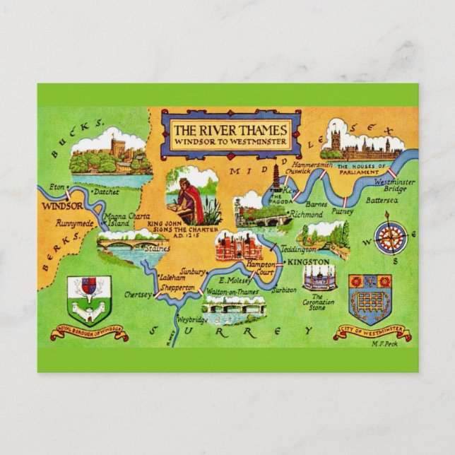 Cartão postal antigo do rio Tâmisa (Frente)