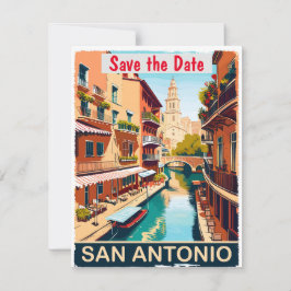 Cartão postal antigo do San Antonio Save the Date