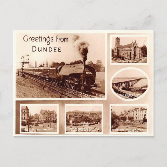 Cartão postal antigo - Dundee, Escócia (Frente)