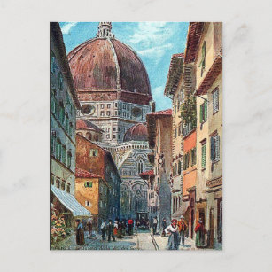 Cartão postal antigo - Duomo, Florença, Itália