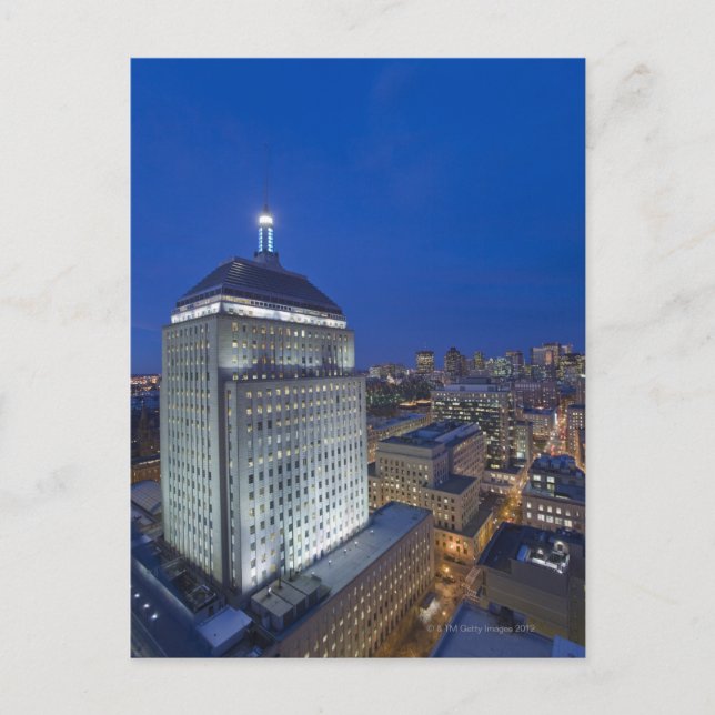 Cartão Postal Antigo edifício John Hancock com Boston no (Frente)