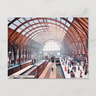 Cartão postal antigo - Estação Cross King, Lond