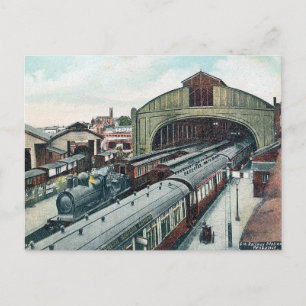 Cartão Postal Antigo - Estação, Penzance, Cornualh