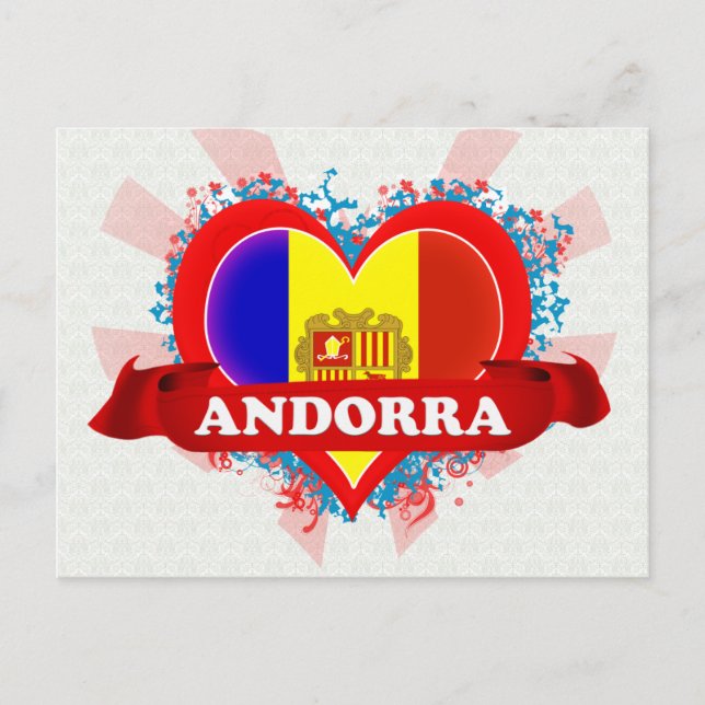 Cartão Postal Antigo Eu Amo Andorra (Frente)