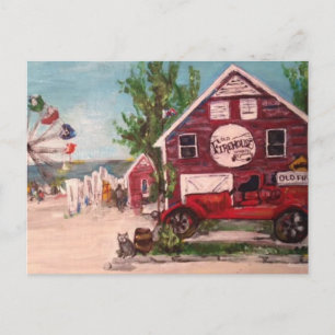 Cartão Postal Antigo Firehouse, Genebra - Pintura num Cartão-po