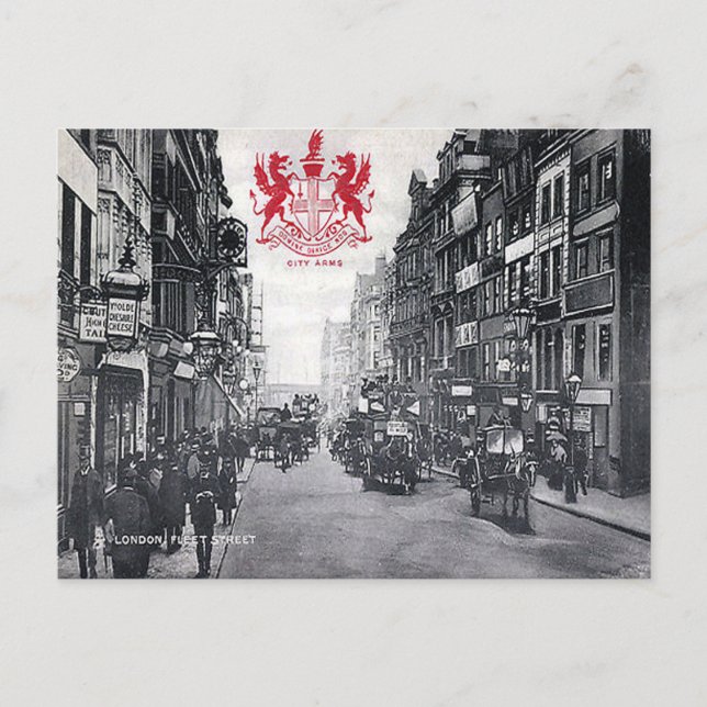 Cartão Postal Antigo - Fleet Street, Londres (Frente)