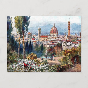 Cartão postal antigo - Florença, Itália