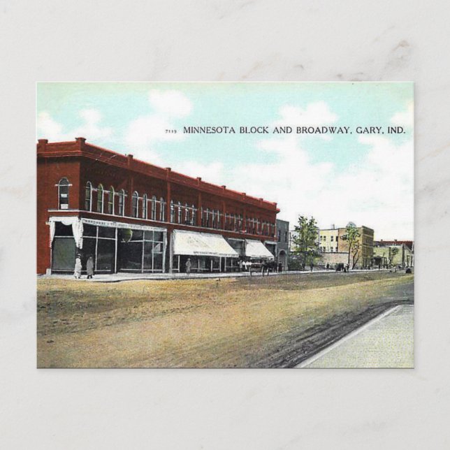 Cartão postal antigo - Gary, Indiana, EUA (Frente)