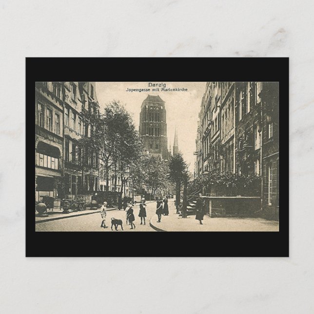 Cartão postal antigo, Gdansk/Danzig - Jopengasse (Frente)