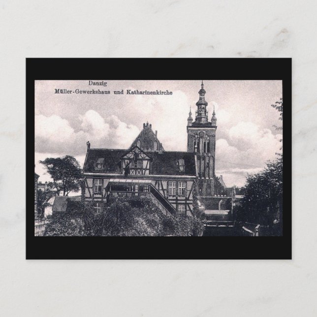 Cartão postal antigo, Gdansk/Danzig, Polônia (Frente)