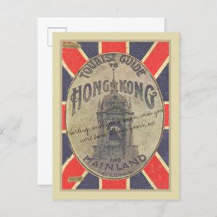 Cartão Postal Antigo Guia Turístico de Hong Kong com o Union Jac