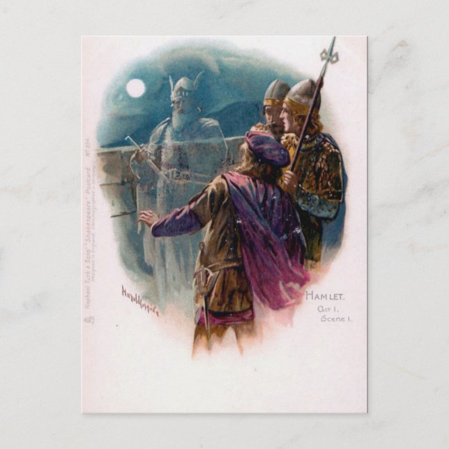 Cartão postal antigo - "Hamlet", Shakespeare. (Frente)