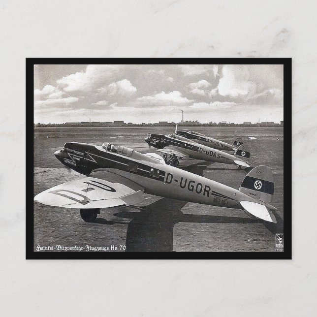 Cartão Postal Antigo - Heinkel He-70s. (Frente)
