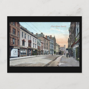 Cartão postal antigo, High Street, Cardiff