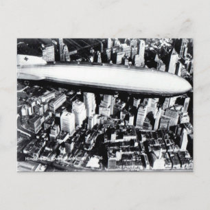 Cartão postal antigo - Hindenburg sobre Manhattan 