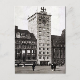 Cartão postal antigo - Hochhaus, Leipzig