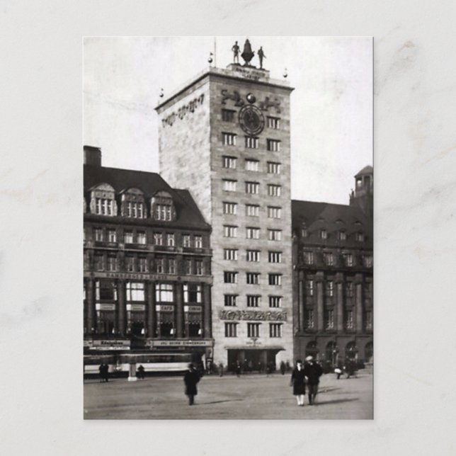 Cartão postal antigo - Hochhaus, Leipzig (Frente)