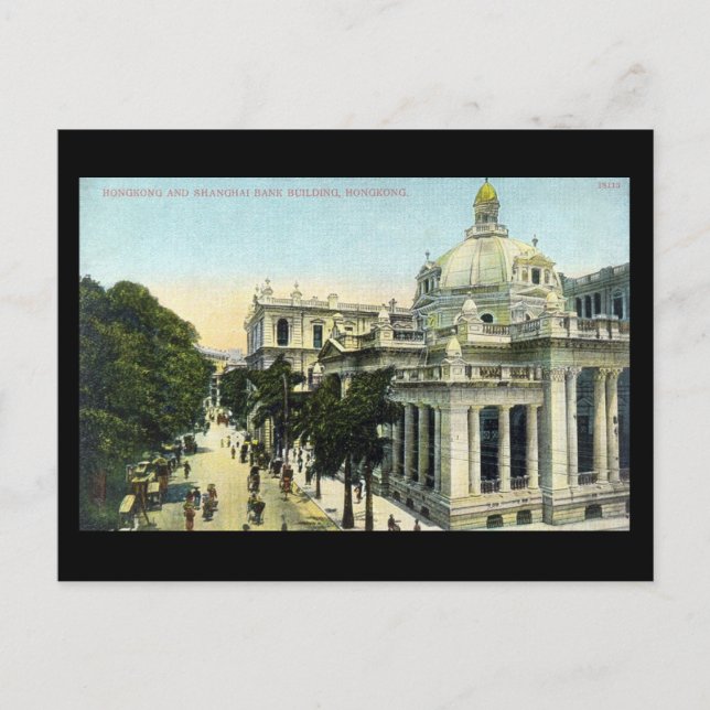 Cartão postal antigo - Hong Kong e Shanghai Bank,  (Frente)