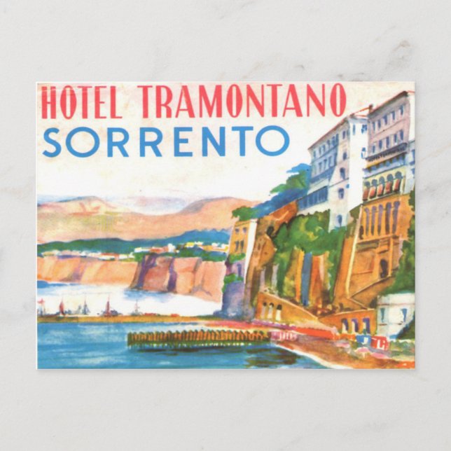 Cartão Postal Antigo - Hotel Tramontano Sorrento I (Frente)