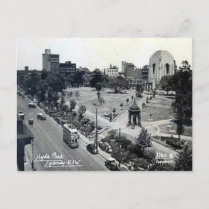 Cartão Postal Antigo - Hyde Park, Sydney, NSW