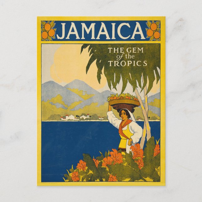 Cartão Postal Antigo Jamaicano Tropical (Frente)