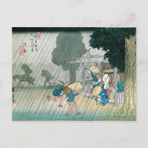 Cartão Postal Antigo Japão na Chuva, por volta de 1834-42