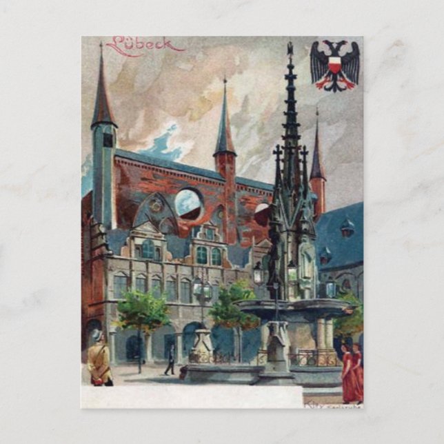 Cartão postal antigo - Lübeck, Alemanha (Frente)