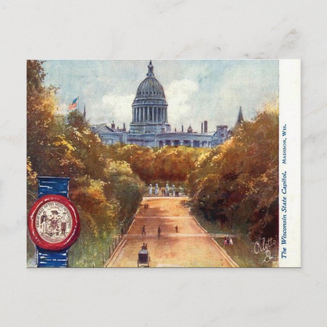 Cartão Postal Antigo - Madison, Wisconsin, EUA (Frente)