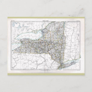 Cartão Postal Antigo Mapa de Nova Iorque de 1884