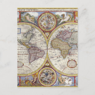 Cartão Postal Antigo Mapa do Mundo