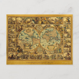 Cartão Postal Antigo mapa do Mundo da Vintage ilustrado